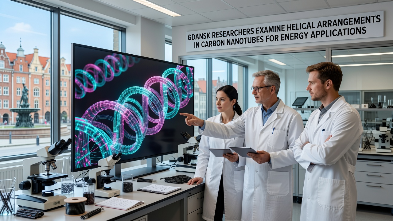 Close-up view of synthesized helical carbon nanotubes integrated into prototype energy device electrodes